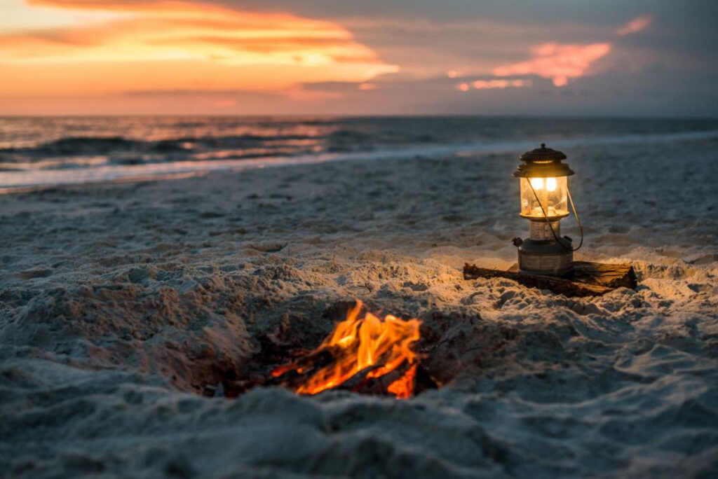 Campfire on the beach.